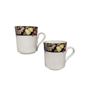 Vitromaster Fruit Garden Stoneware Set of 2 Coffee Mugs Tea Cups